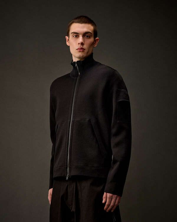 C.p. Company The Metropolis Series Double Nylon/Cotton Full Zip Cardigan BLACK