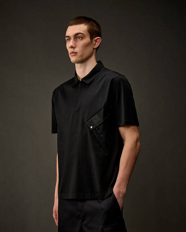 C.p. Company The Metropolis Series Mercerized Jersey Half Zip Polo BLACK