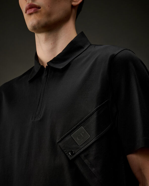 C.p. Company The Metropolis Series Mercerized Jersey Half Zip Polo BLACK