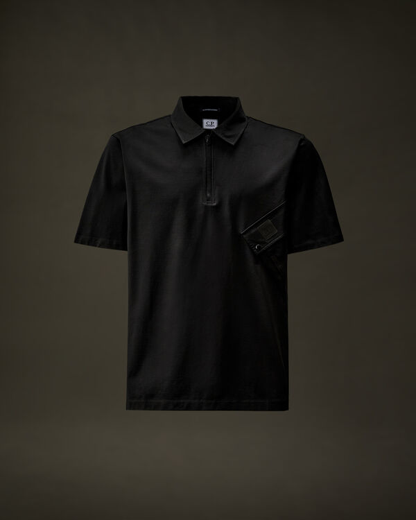 c.p. company The Metropolis Series Mercerized Jersey Half Zip Polo BLACK