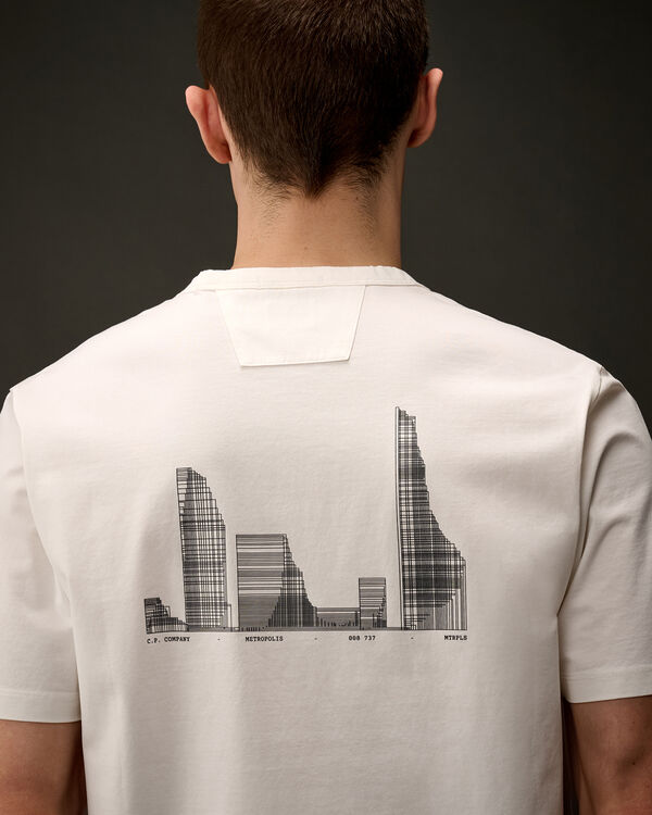C.p. Company The Metropolis Series Mercerized Jersey Urban Buildings T-Shirt GAUZE WHITE
