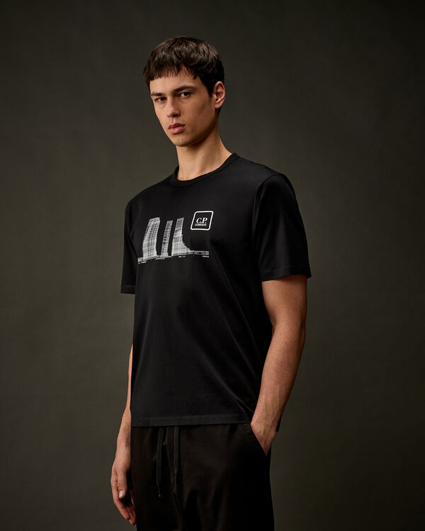 C.p. Company The Metropolis Series Mercerized Jersey Urban Buildings T-Shirt BLACK