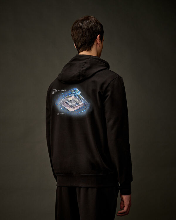 C.p. Company The Metropolis Series Stretch Fleece Hooded Graphic Sweatshirt BLACK