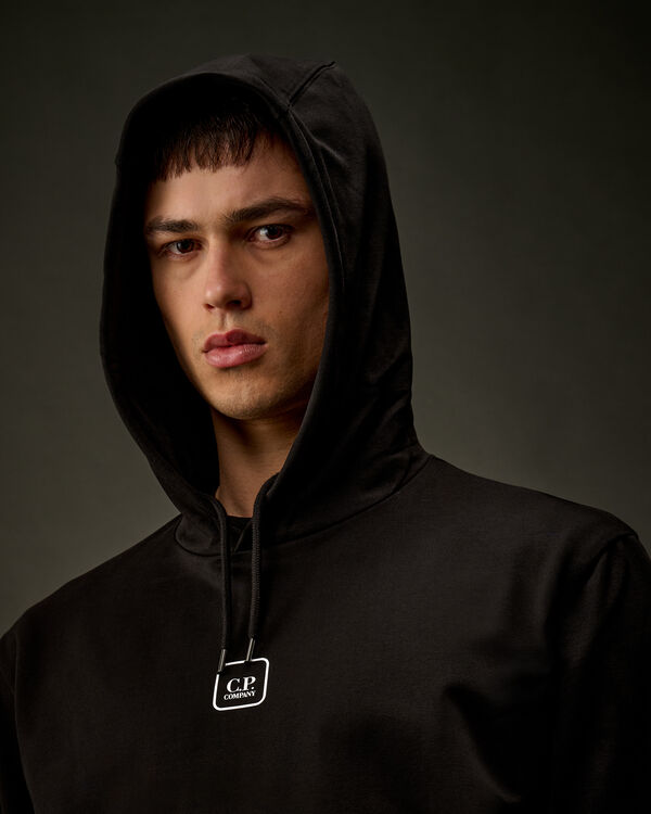 C.p. Company The Metropolis Series Stretch Fleece Hooded Graphic Sweatshirt BLACK