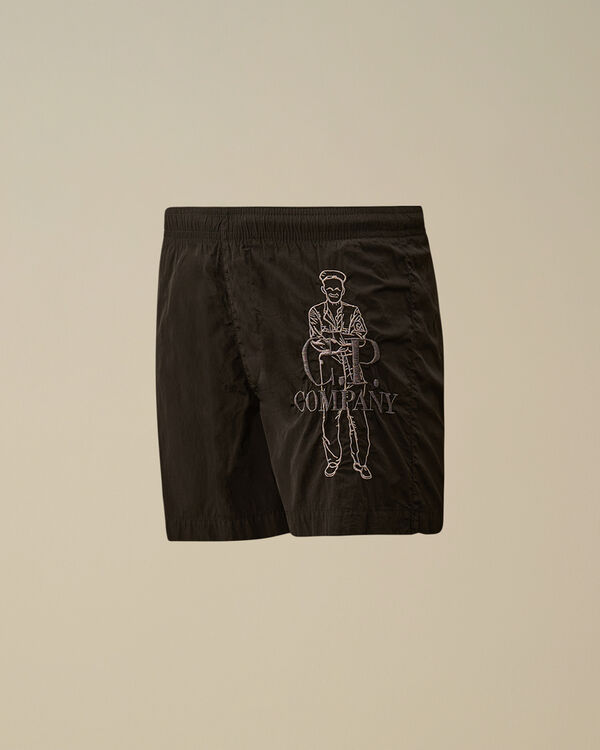 c.p. company U16 Chrome-R British Sailor Swim Shorts BLACK