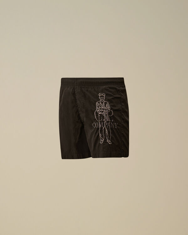 c.p. company U16 Chrome-R British Sailor Swim Shorts BLACK