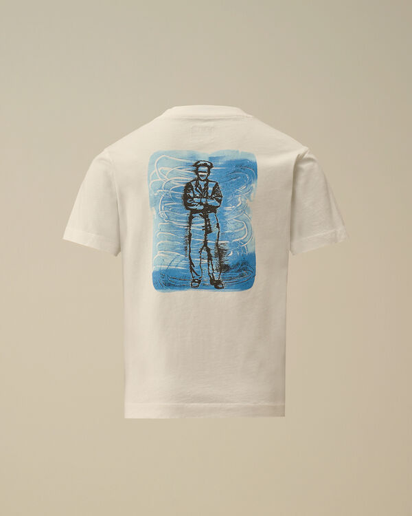 C.p. Company U16 Cotton Jersey 30/1 Artisanal Prints T-Shirt GAUZE WHITE