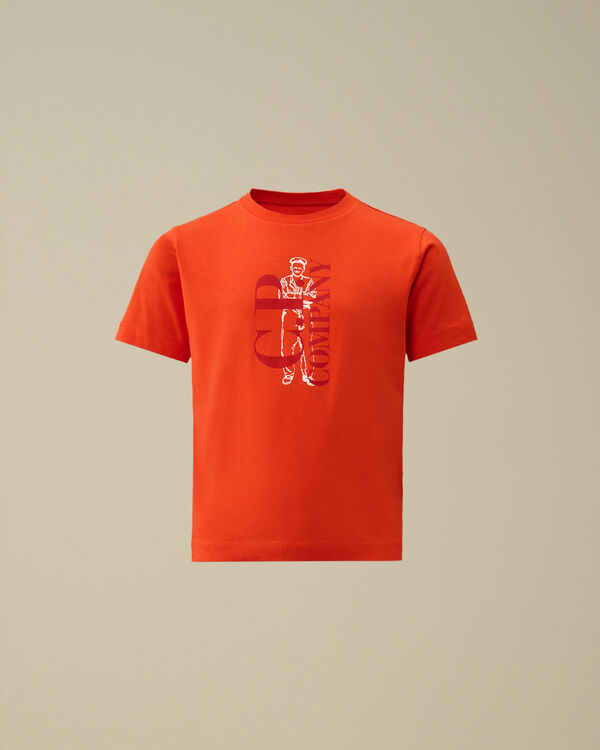 C.p. Company U16 Cotton Jersey 30/1 British Sailor T-Shirt POINCIANA - ORANGE