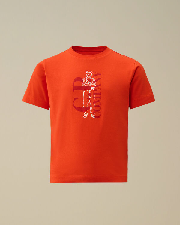 C.p. Company U16 Cotton Jersey 30/1 British Sailor T-Shirt POINCIANA - ORANGE