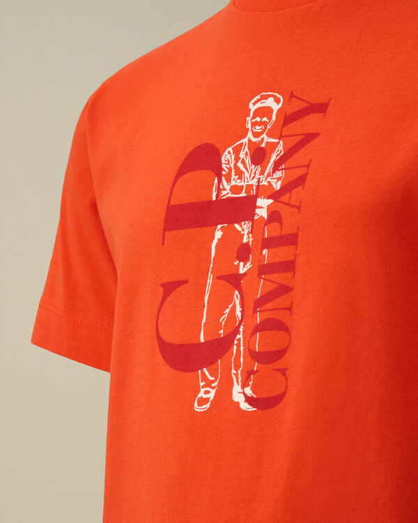 C.p. Company U16 Cotton Jersey 30/1 British Sailor T-Shirt POINCIANA - ORANGE