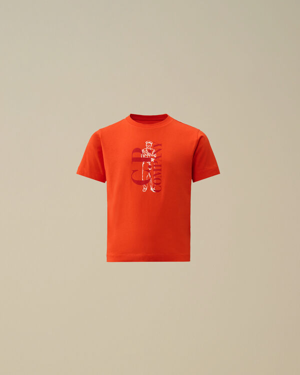 C.p. Company U16 Cotton Jersey 30/1 British Sailor T-Shirt POINCIANA - ORANGE