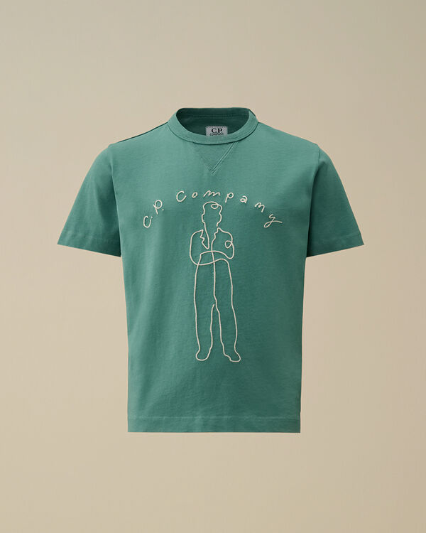 C.p. Company U16 Cotton Jersey 30/1 Embroidery T-Shirt BAYOU - GREEN