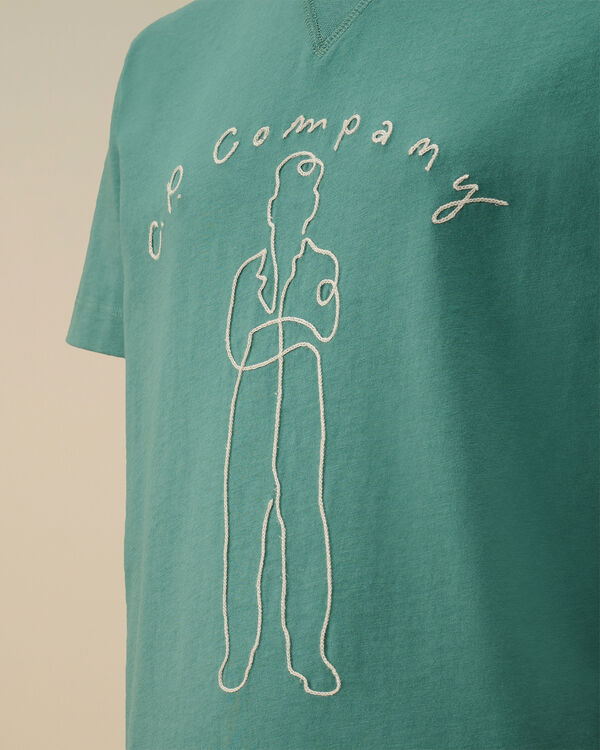 C.p. Company U16 Cotton Jersey 30/1 Embroidery T-Shirt BAYOU - GREEN
