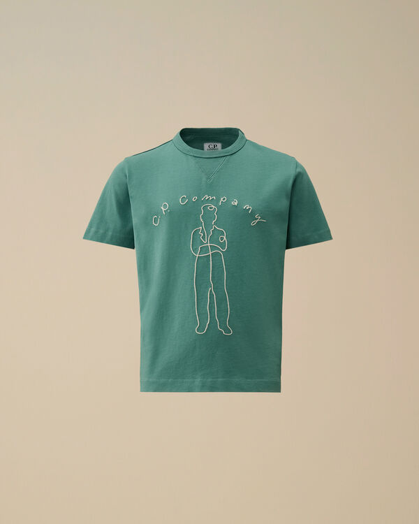 C.p. Company U16 Cotton Jersey 30/1 Embroidery T-Shirt BAYOU - GREEN