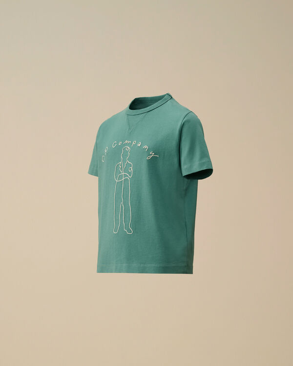 C.p. Company U16 Cotton Jersey 30/1 Embroidery T-Shirt BAYOU - GREEN