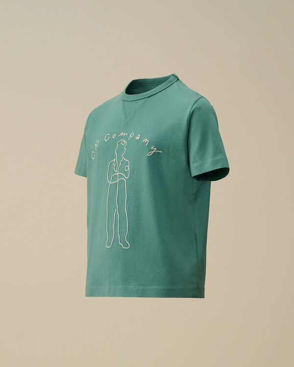 c.p. company U16 Cotton Jersey 30/1 Embroidery T-Shirt BAYOU - GREEN