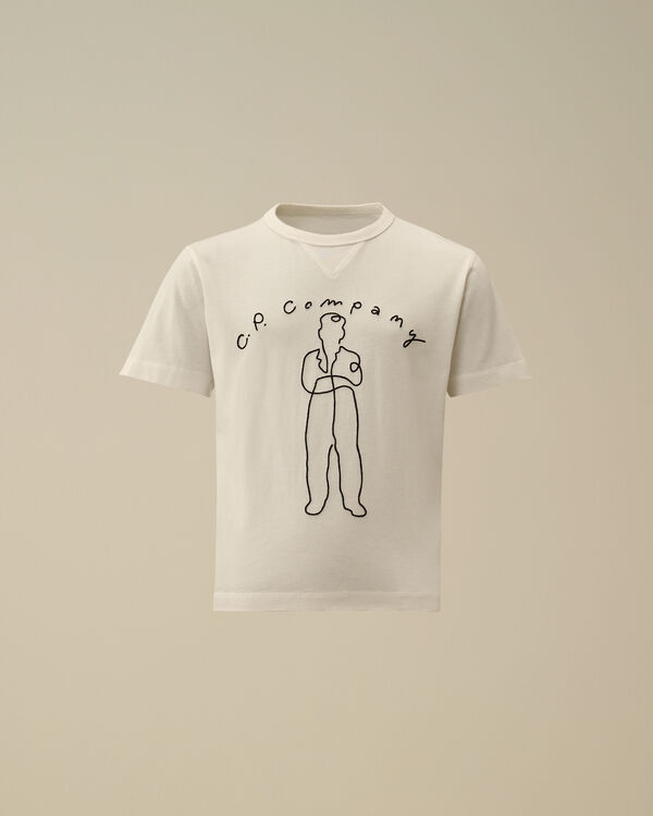 C.p. Company U16 Cotton Jersey 30/1 Embroidery T-Shirt GAUZE WHITE