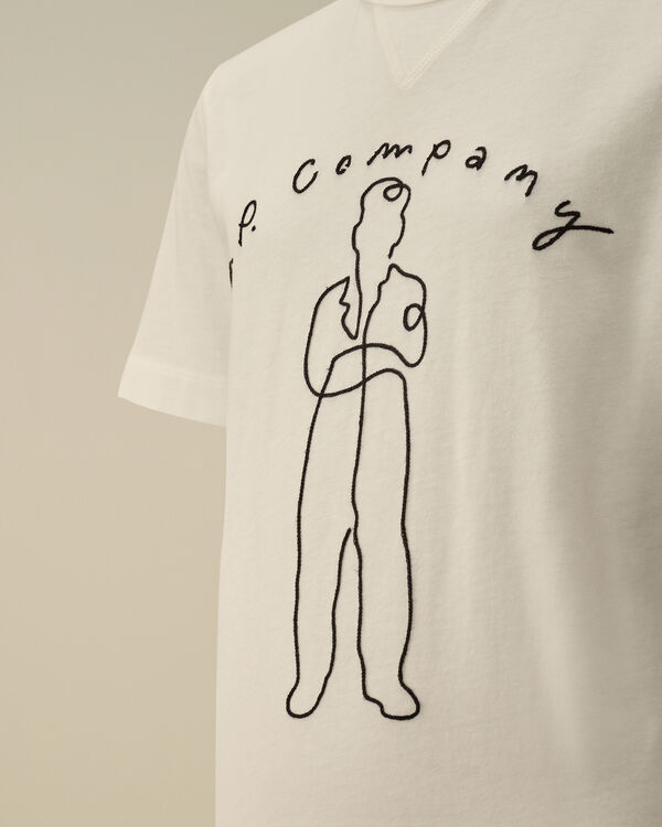 C.p. Company U16 Cotton Jersey 30/1 Embroidery T-Shirt GAUZE WHITE