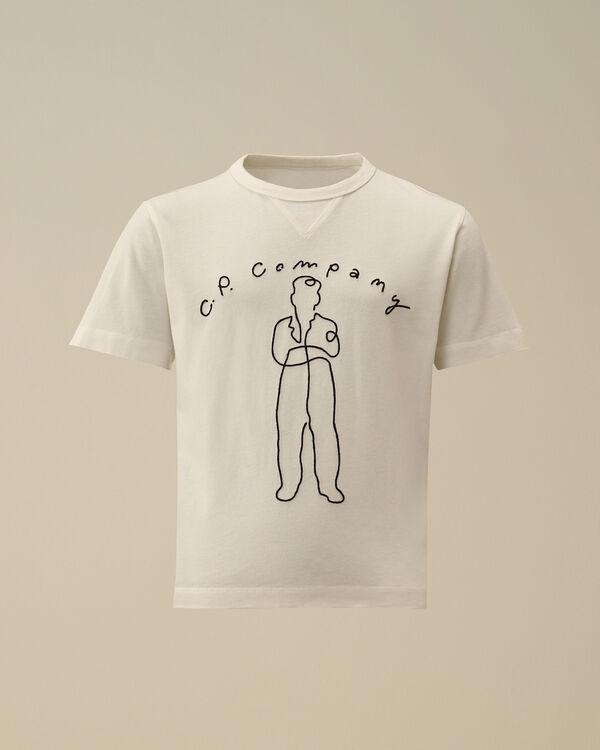 C.p. Company U16 Cotton Jersey 30/1 Embroidery T-Shirt GAUZE WHITE