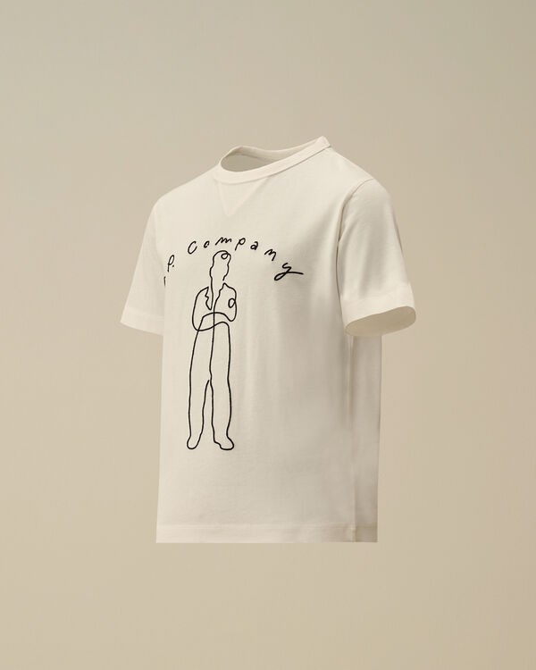 c.p. company U16 Cotton Jersey 30/1 Embroidery T-Shirt GAUZE WHITE