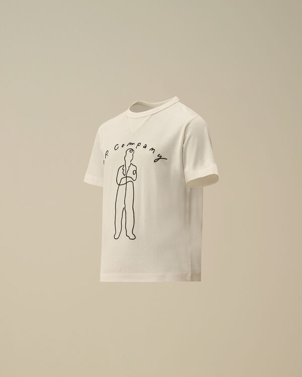 c.p. company U16 Cotton Jersey 30/1 Embroidery T-Shirt GAUZE WHITE