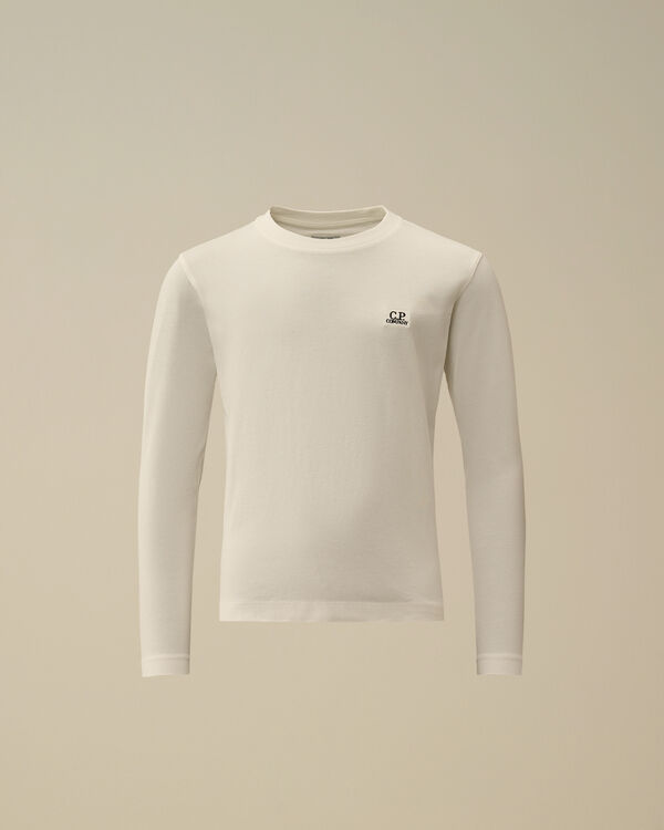 C.p. Company U16 Cotton Jersey 30/1 Longsleeve Logo T-Shirt GAUZE WHITE