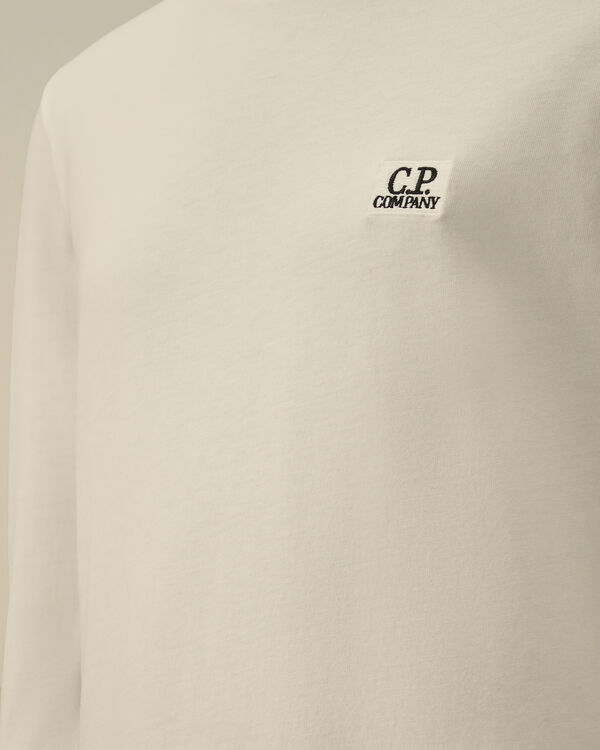 C.p. Company U16 Cotton Jersey 30/1 Longsleeve Logo T-Shirt GAUZE WHITE