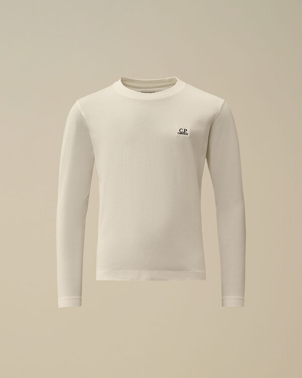 C.p. Company U16 Cotton Jersey 30/1 Longsleeve Logo T-Shirt GAUZE WHITE