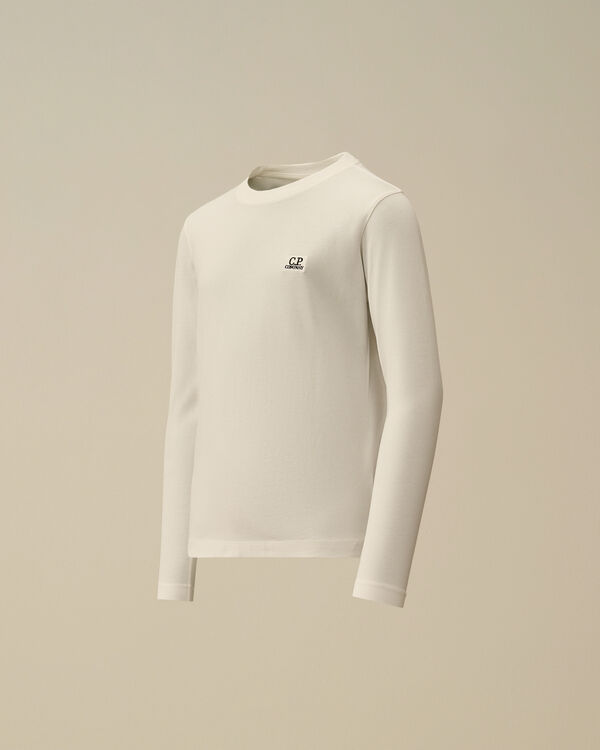 c.p. company U16 Cotton Jersey 30/1 Longsleeve Logo T-Shirt GAUZE WHITE