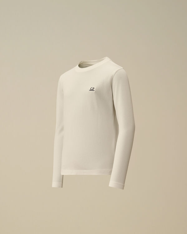 c.p. company U16 Cotton Jersey 30/1 Longsleeve Logo T-Shirt GAUZE WHITE