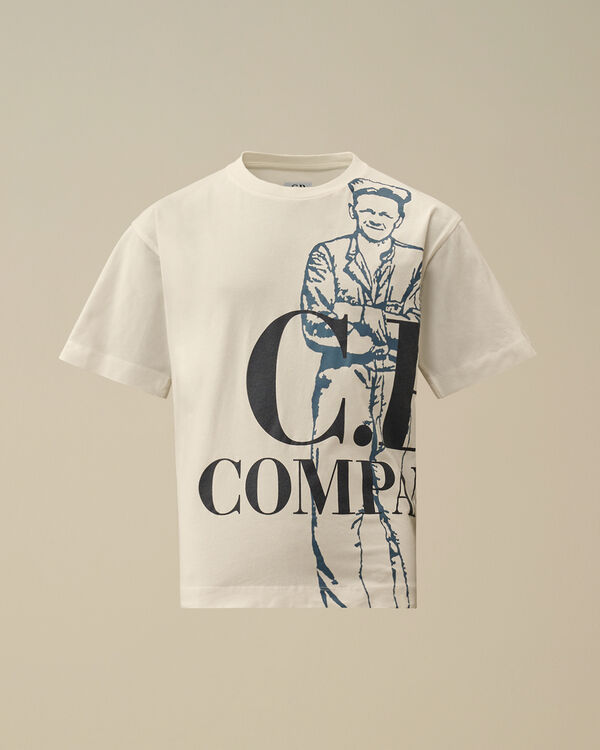 C.p. Company U16 Cotton Jersey 30/1 Maxi Logo T-Shirt GAUZE WHITE