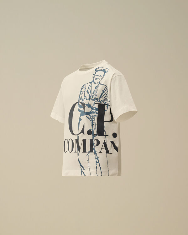 c.p. company U16 Cotton Jersey 30/1 Maxi Logo T-Shirt GAUZE WHITE
