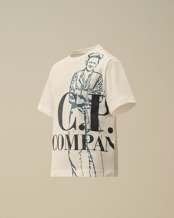 c.p. company U16 Cotton Jersey 30/1 Maxi Logo T-Shirt GAUZE WHITE
