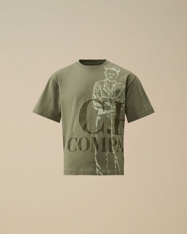C.p. Company U16 Cotton Jersey 30/1 Maxi Logo T-Shirt THYME - GREEN