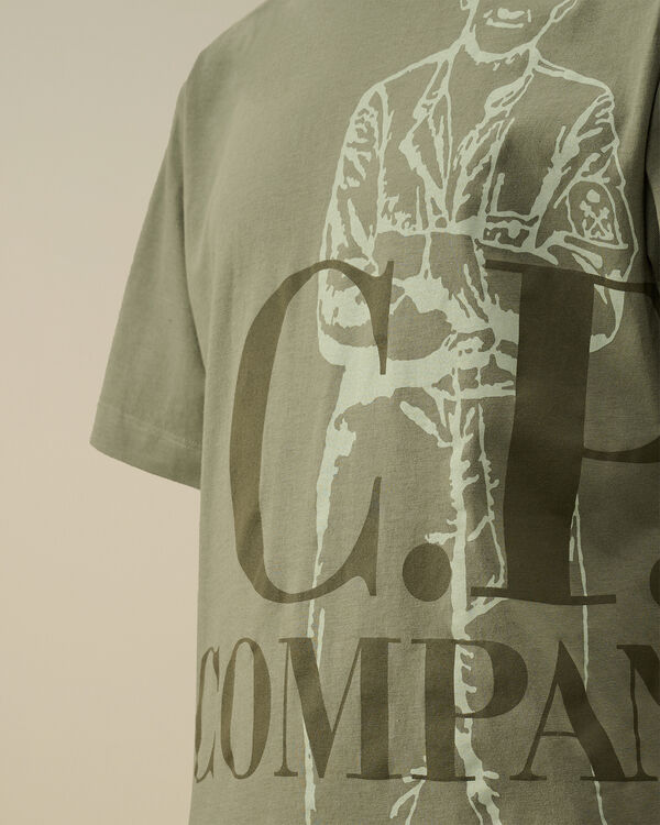 C.p. Company U16 Cotton Jersey 30/1 Maxi Logo T-Shirt THYME - GREEN