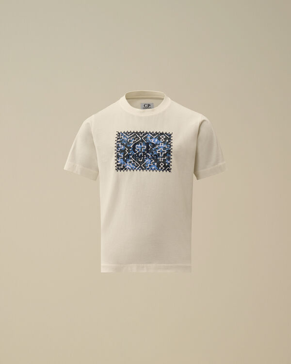 C.p. Company U16 Cotton Jersey 30/1 Paisley Logo T-Shirt GAUZE WHITE