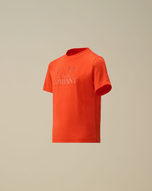 c.p. company U16 Cotton Jersey 30/1 Printed Logo T-Shirt POINCIANA - ORANGE