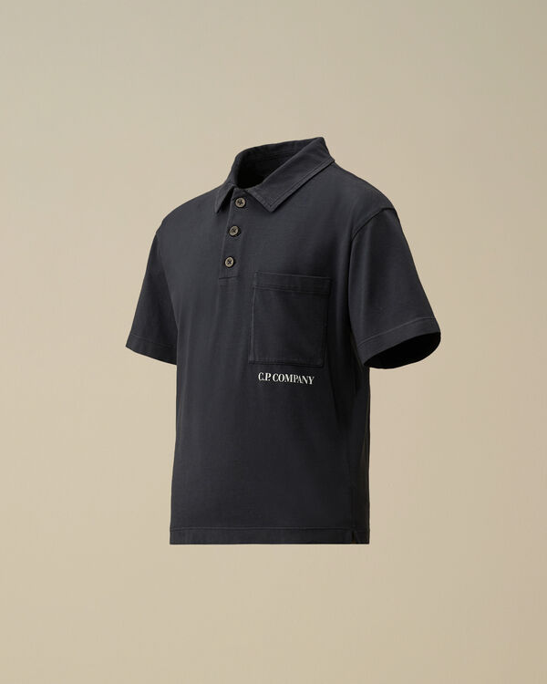 c.p. company U16 Cotton Jersey Boxy Polo TOTAL ECLIPSE - BLUE