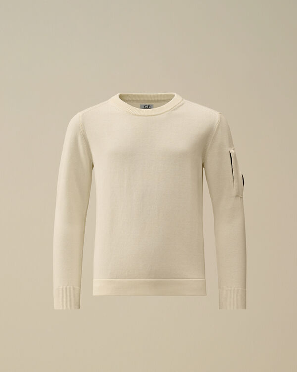 C.p. Company U16 Cotton Knitted Crewneck Knit GAUZE WHITE