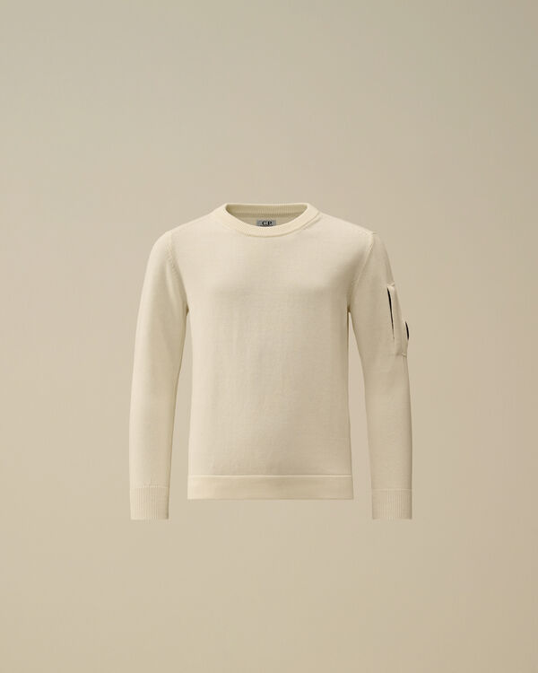 C.p. Company U16 Cotton Knitted Crewneck Knit GAUZE WHITE