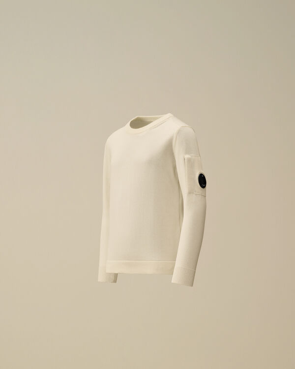 c.p. company U16 Cotton Knitted Crewneck Knit GAUZE WHITE