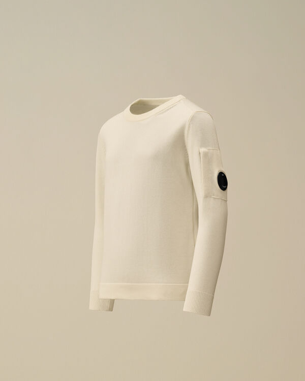 c.p. company U16 Cotton Knitted Crewneck Knit GAUZE WHITE
