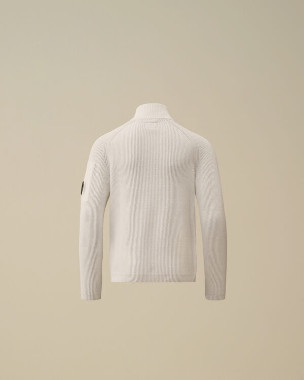 C.p. Company U16 Cotton Knitted Full Zip Knit GAUZE WHITE