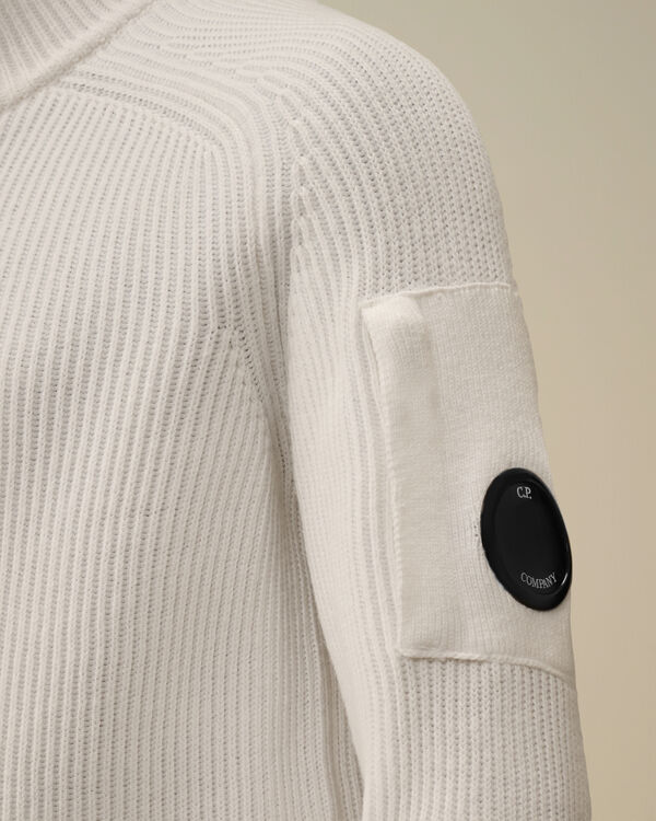 C.p. Company U16 Cotton Knitted Full Zip Knit GAUZE WHITE