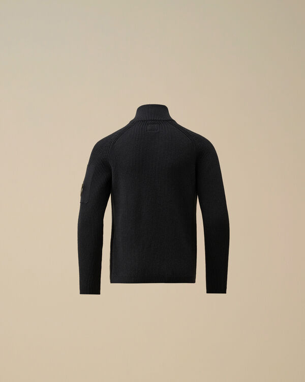 C.p. Company U16 Cotton Knitted Full Zip Knit TOTAL ECLIPSE - BLUE