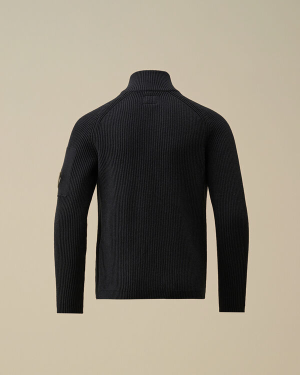 C.p. Company U16 Cotton Knitted Full Zip Knit TOTAL ECLIPSE - BLUE