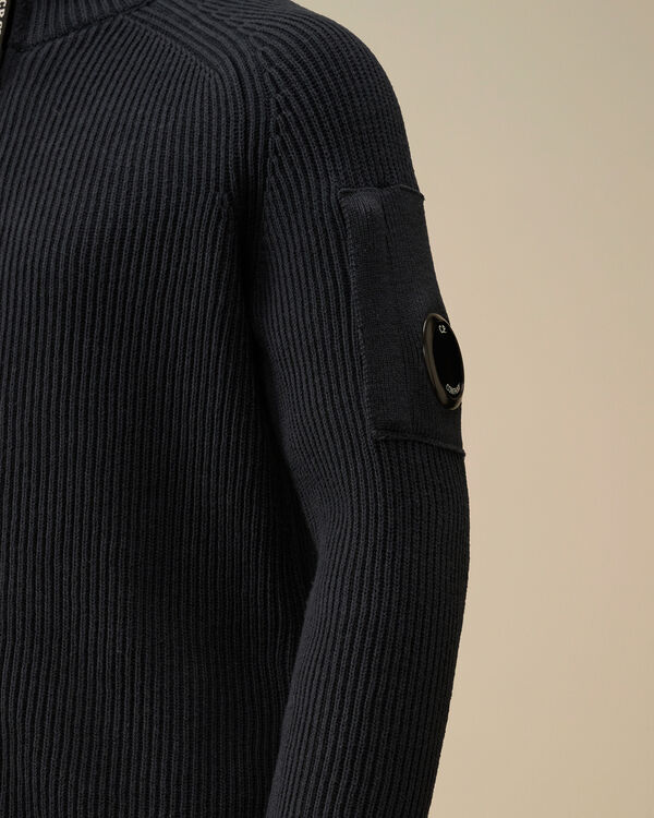 C.p. Company U16 Cotton Knitted Full Zip Knit TOTAL ECLIPSE - BLUE