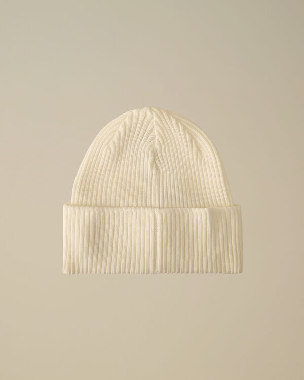 C.p. Company U16 Cotton Knitted Goggle Beanie GAUZE WHITE