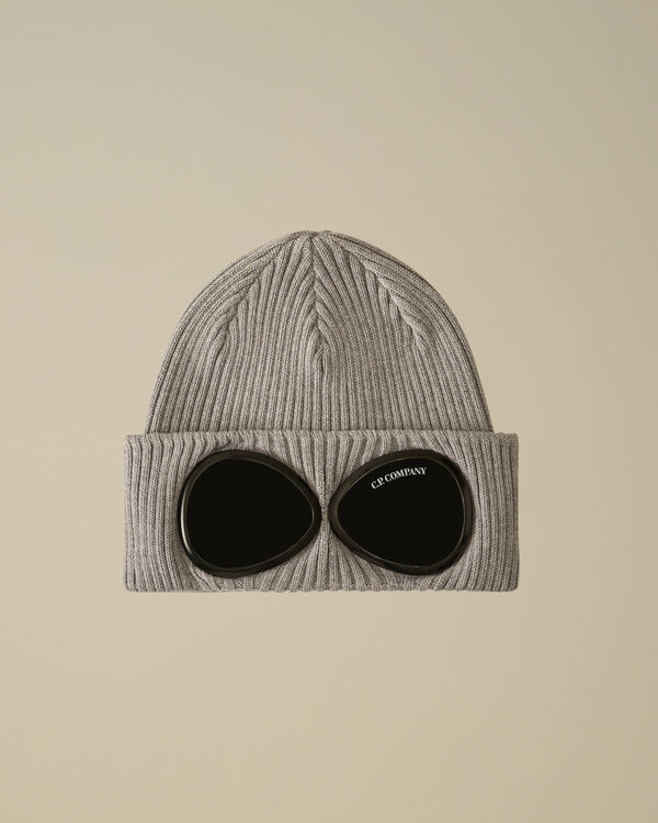 C.p. Company U16 Cotton Knitted Goggle Beanie GREY MELANGE
