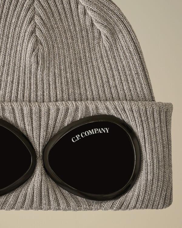 C.p. Company U16 Cotton Knitted Goggle Beanie GREY MELANGE